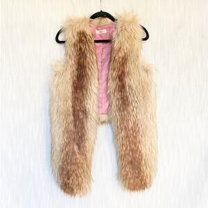 Marika Star Fur Open Front Sleeveless Short Vest